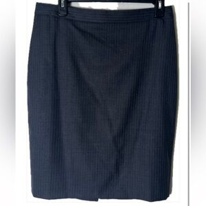 J. Crew Wool Charcoal Pinstripe Straight Midi Skirt